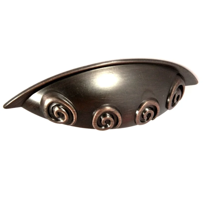 10 Pack Antique Copper 3"cc Showcase P2204-AC Swirl Cabinet Cup Pull Handle