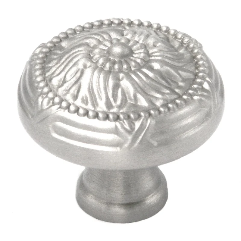 10 Pack Belwith Keeler Ribbon & Reed 1 1/4" Satin Nickel Round Ornate Solid Brass Cabinet Knob M402
