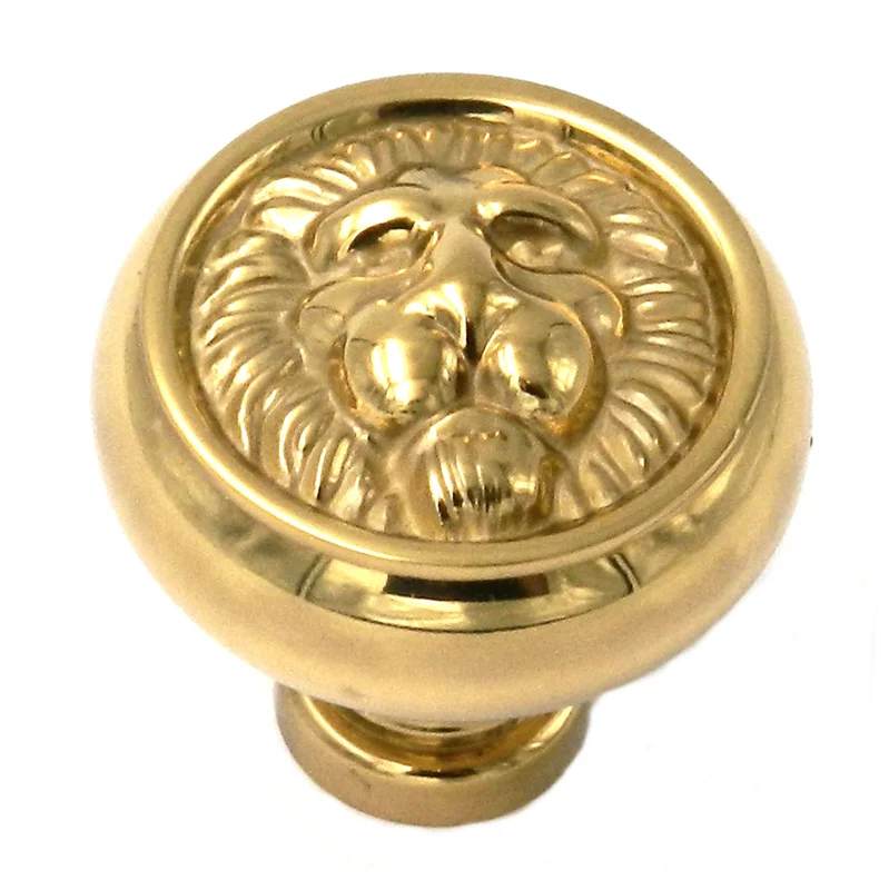 10 Pack Belwith Keeler Richelieu 1 1/4" Polished Brass Round Lion Face Solid Brass Cabinet Knob F2