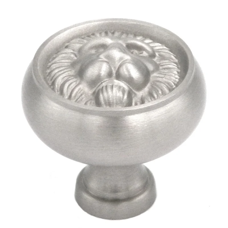 10 Pack Belwith Keeler Richelieu 1 1/4" Satin Nickel Round Lion Face Solid Brass Cabinet Knob F402