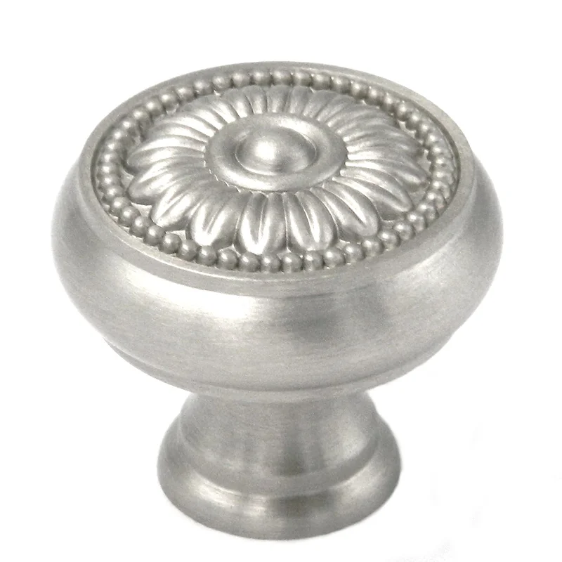 10 Pack Belwith Keeler Savannah 1 1/4" Satin Nickel Round Ornate Solid Brass Cabinet Knob F432