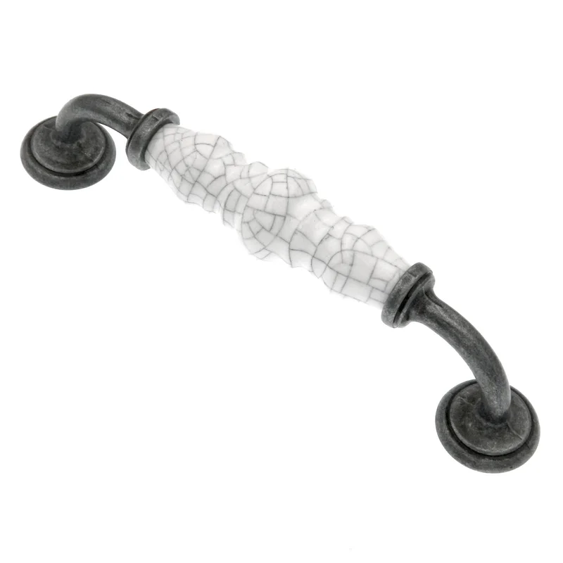 10 Pack Hickory Callis Country P3658-DPWGC Dark Pewter White Grey Crackle 5" (128mm)cc Handle Pull