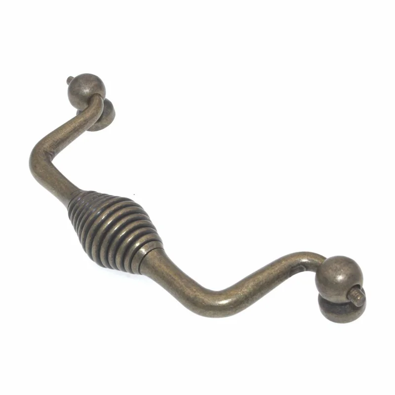 10 Pack Hickory Callis Country P3665-WRB Wrought Brass 5" (128mm)cc Drop Cabinet Bail Pull