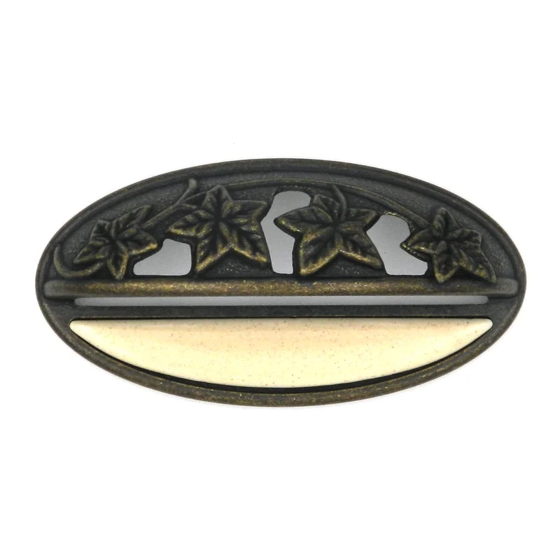 10 Pack Hickory Country Windover Antique, Oatmeal Porcelain 3"cc Leaf Cup Pulls P3033-WOAO