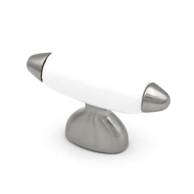 10 Pack Hickory Hardware Aero 2" Satin Nickel and White Rectangle Cabinet Knob P3391-SNW