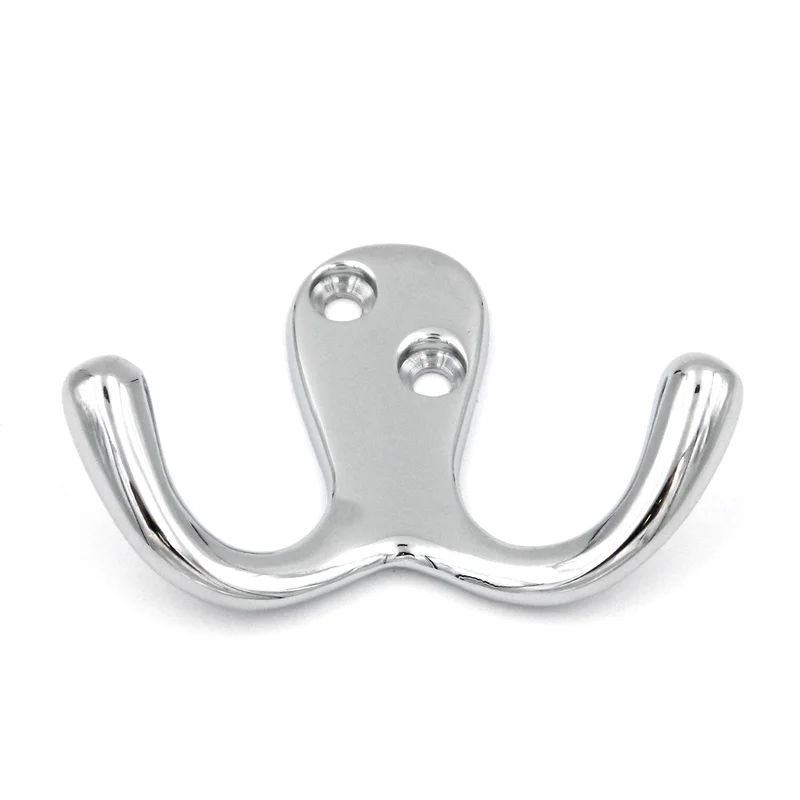 10 Pack Hickory Hardware Chrome Finish Solid Brass Double Utility Hook P27305-CH