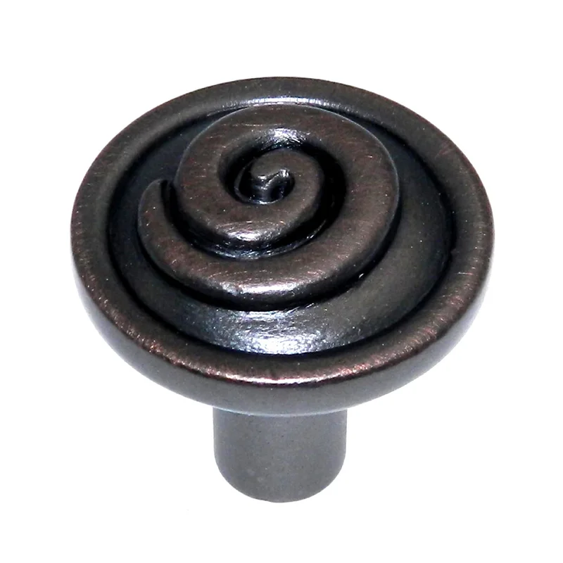 10 Pack Showcase K2859-AC Antique Copper 1 1/8" Round Swirl Cabinet Knob Pulls