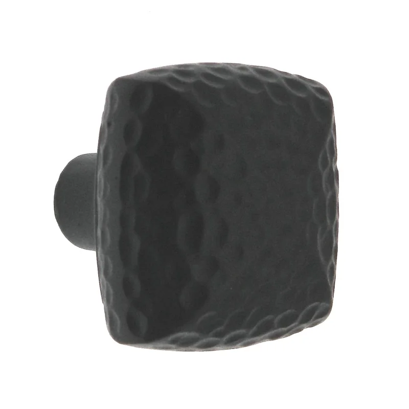 10 Pack Warwick Rustic Wrought Iron Black Hammered Cabinet 1 1/8" Knob DH1019BL