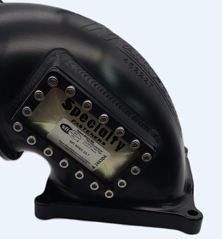 105mm 4500 Billet Elbow LS/ Ford Pattern WITH 1 Burst Panel Left