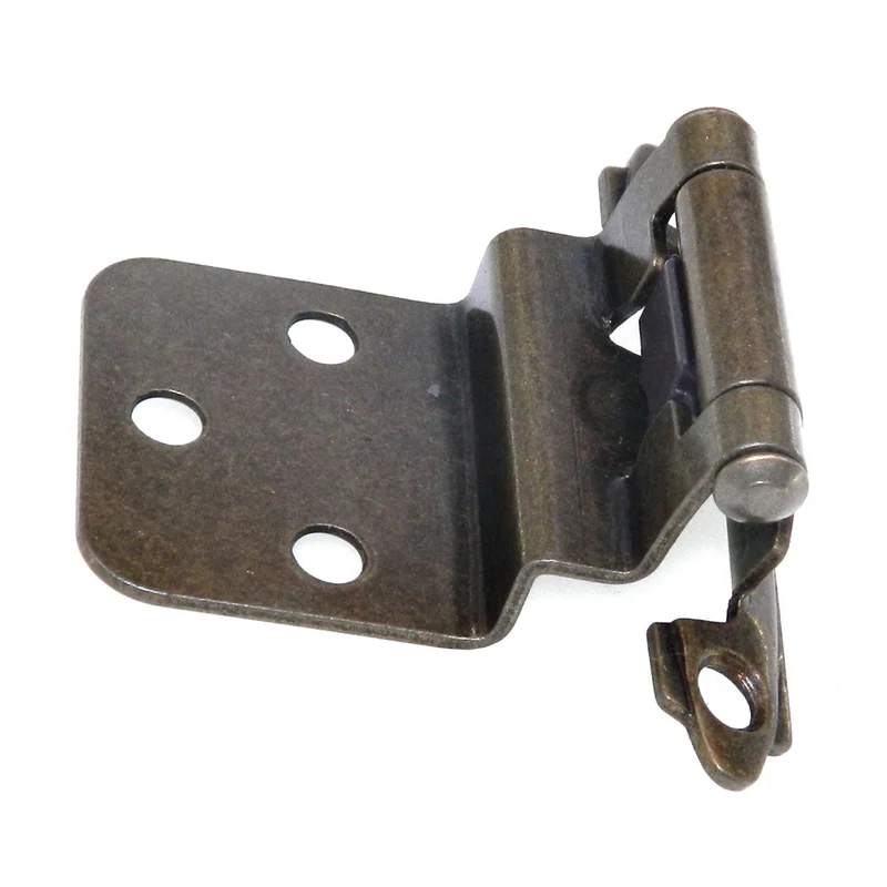 12 Pack (6 pair) P143-AB-6 Hickory Antique Brass 3/8" Inset Self-Closing Cabinet Hinges