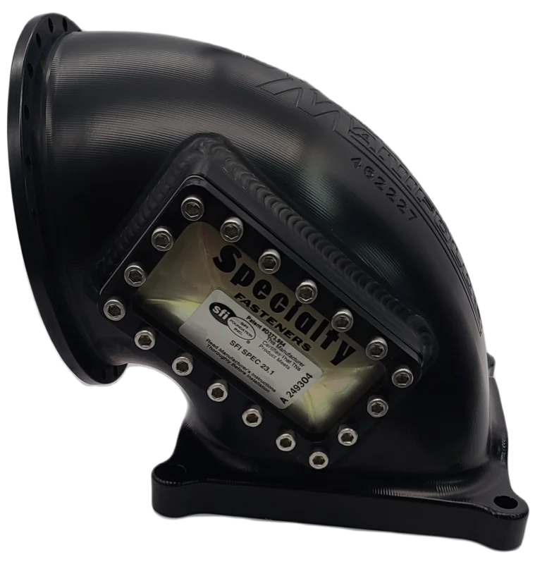 123mm 4500 Billet Elbow Black Anodized with One Burst Panel Left