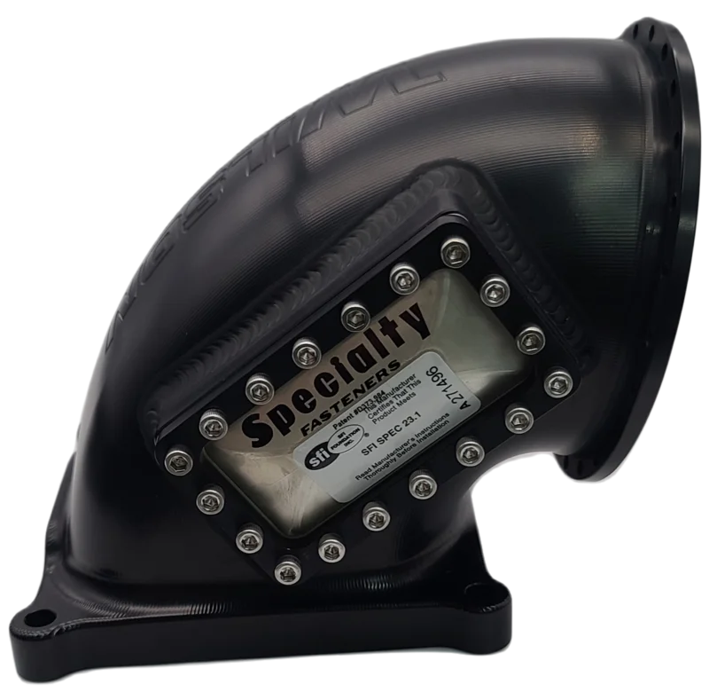 123mm 4500 Billet Elbow Black Anodized with One Burst Panel Right