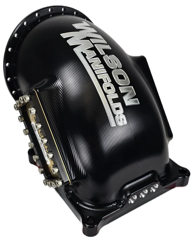 123mm Billet elbow 4500 flange with 2 built in burst panels and divider BLACK