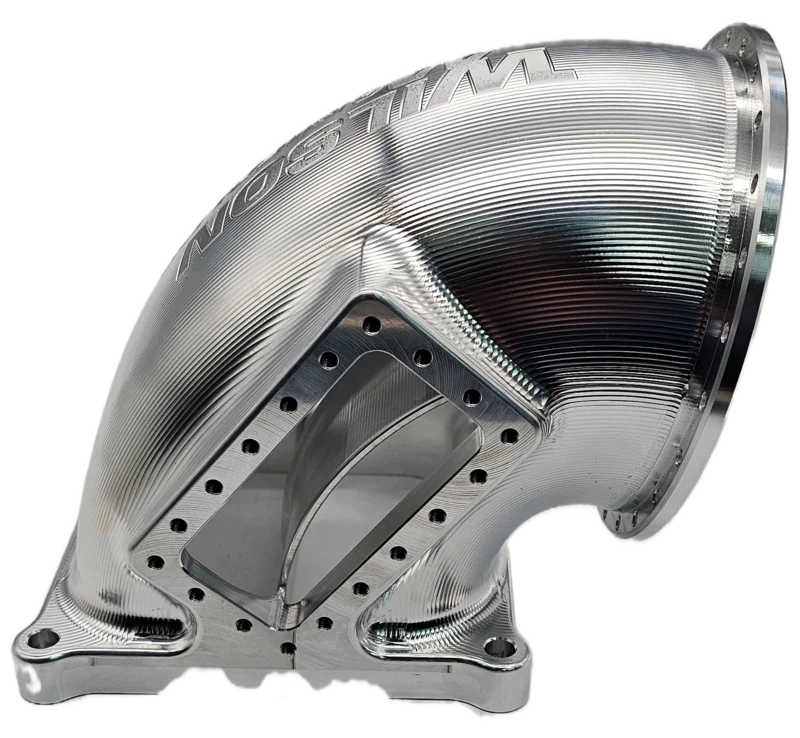 123mm Billet elbow 4500 flange with 2 built in burst panels and divider