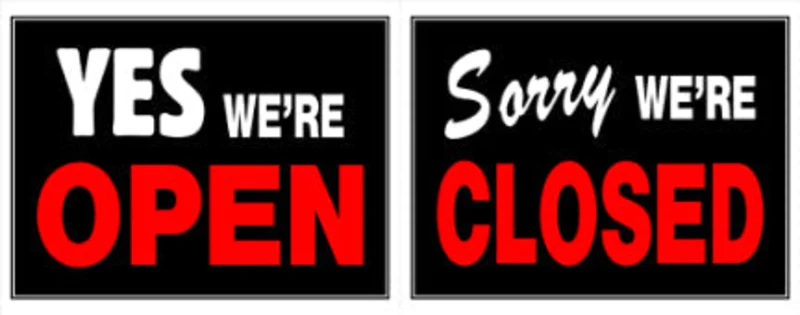 15 X 19 BLACK AND RED YES WE RE OPEN