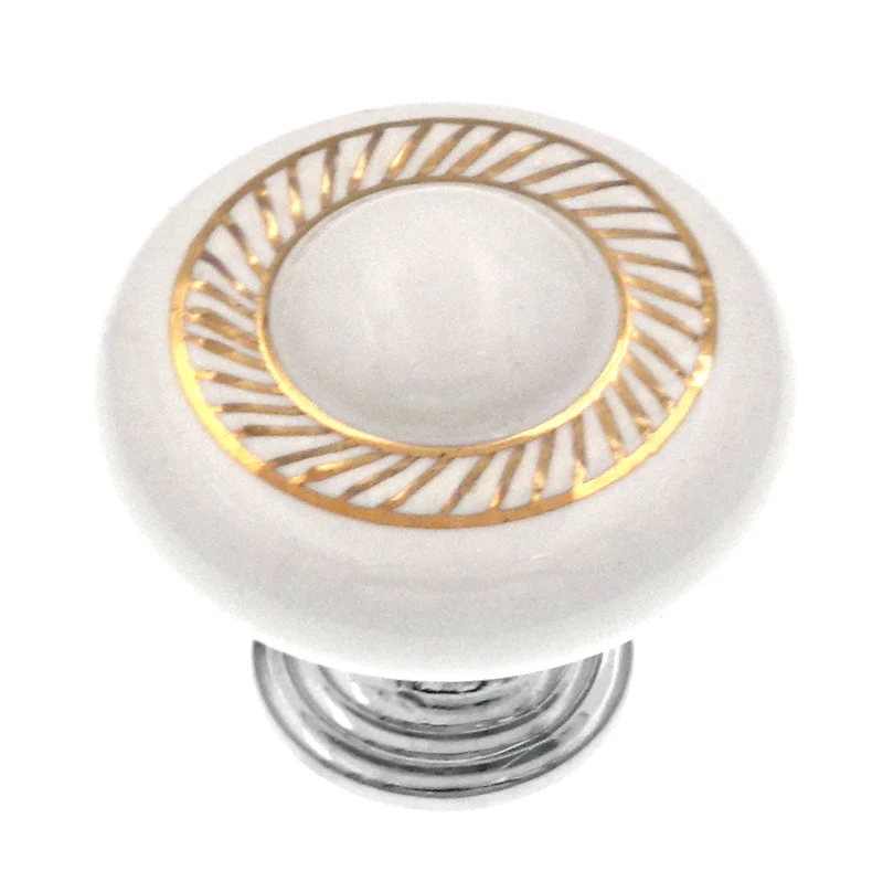 20 Pack Hickory Hardware Eclectic Accents 1 3/8" Polished Chrome and White Cabinet Knob P3644-CHW