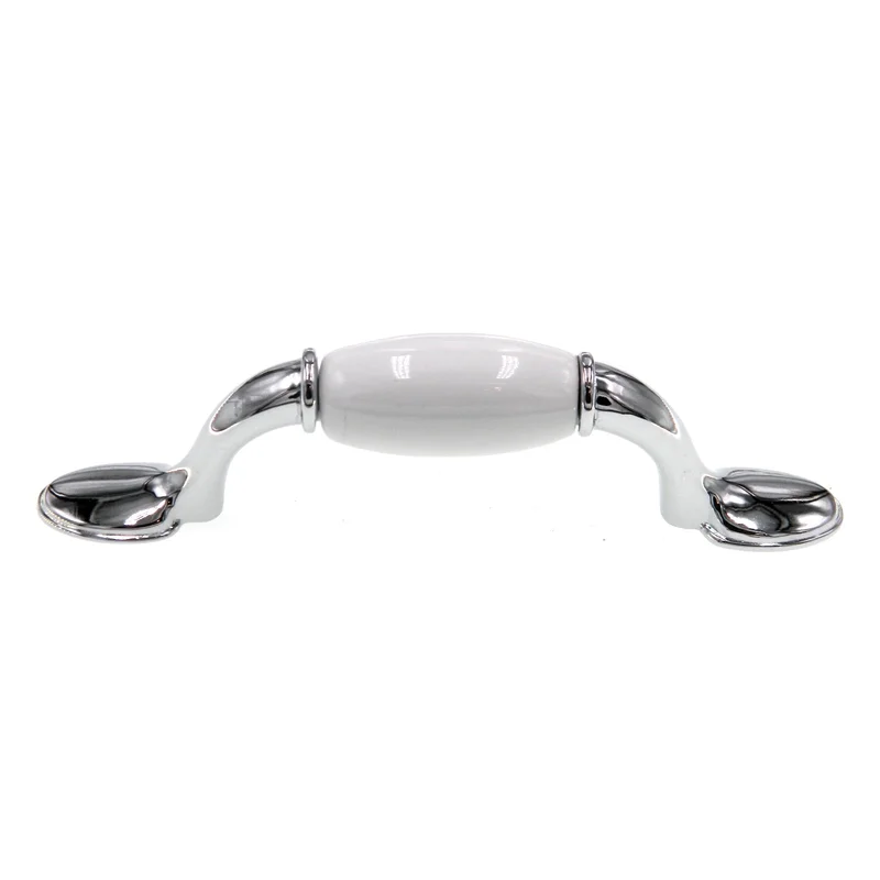 263WCH Polished Chrome 3"cc Arch Handle Pull with White Ceramic Insert Amerock
