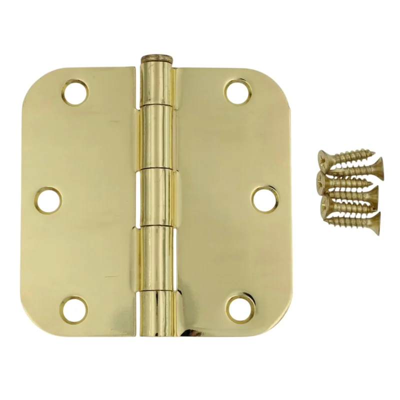 3 Pack Warwick 3 1/2" Door Hinge 5/8" Radius Corner Polished Brass DA3012PB