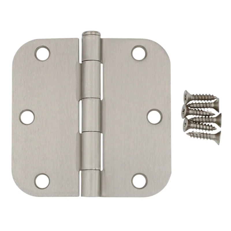 3 Pack Warwick 3 1/2" Door Hinge 5/8" Radius Corner Satin Nickel DA3012SN