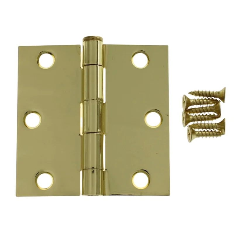 3 Pack Warwick 3" Door Hinge Square Corner Polished Brass DA3011PB