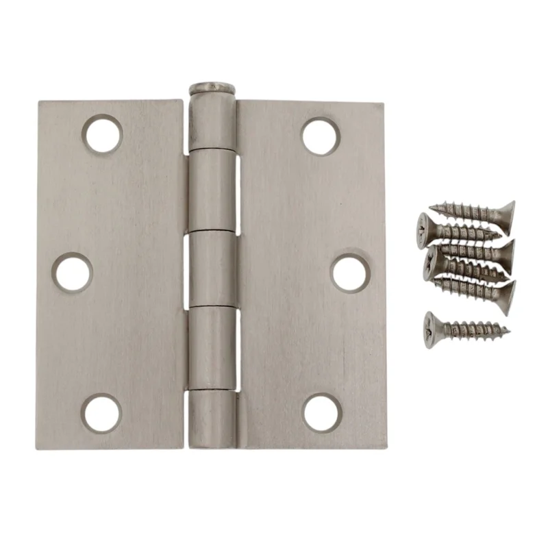 3 Pack Warwick 3" Door Hinge Square Corner Satin Nickel DA3011SN