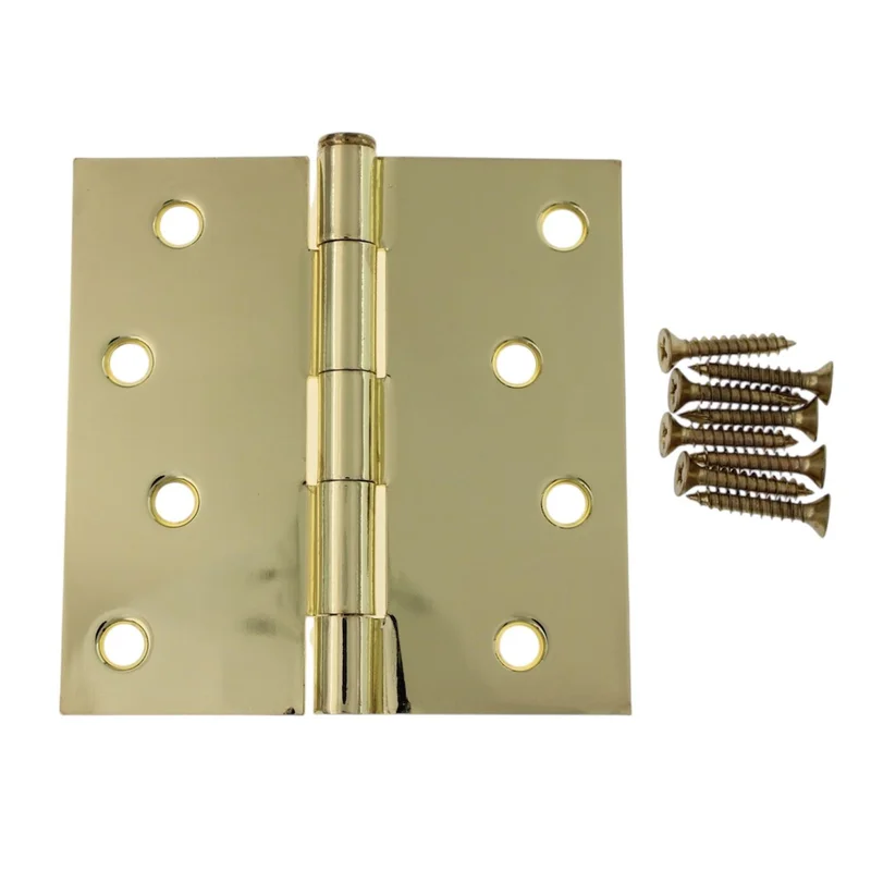 3 Pack Warwick 4" Door Hinge Square Corner Polished Brass DA3015PB
