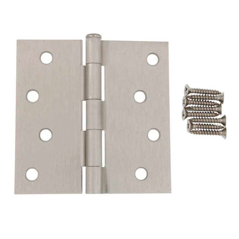 3 Pack Warwick 4" Door Hinge Square Corner Satin Nickel DA3015SN