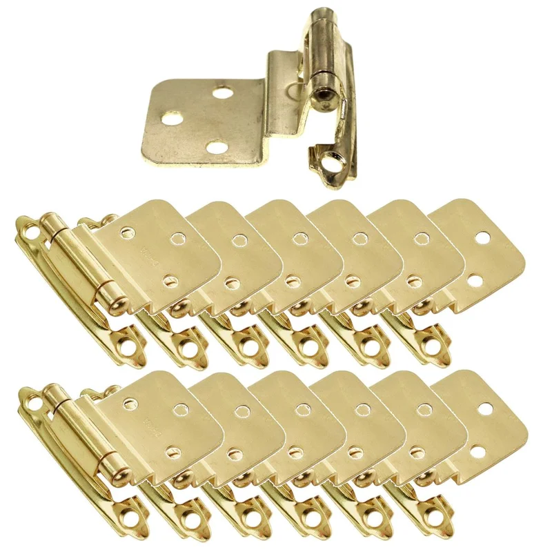 6 Pair Hickory Hardware Polished Brass 3/8" Inset Cabinet Hinges P143-3-6