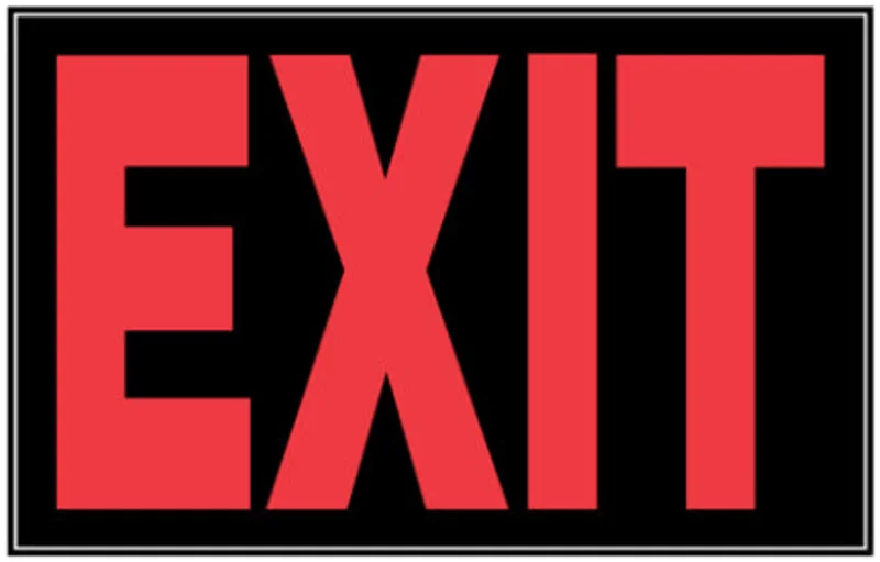 8 X 12 BLACK AND RED EXIT SIGN