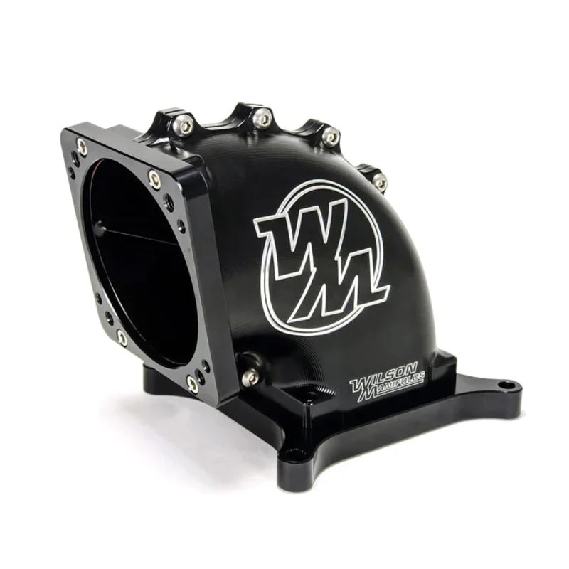 95-105MM 4150 BILLET ELBOW W/ DIVIDER BLACK ANODIZED FRONT / REAR FACING