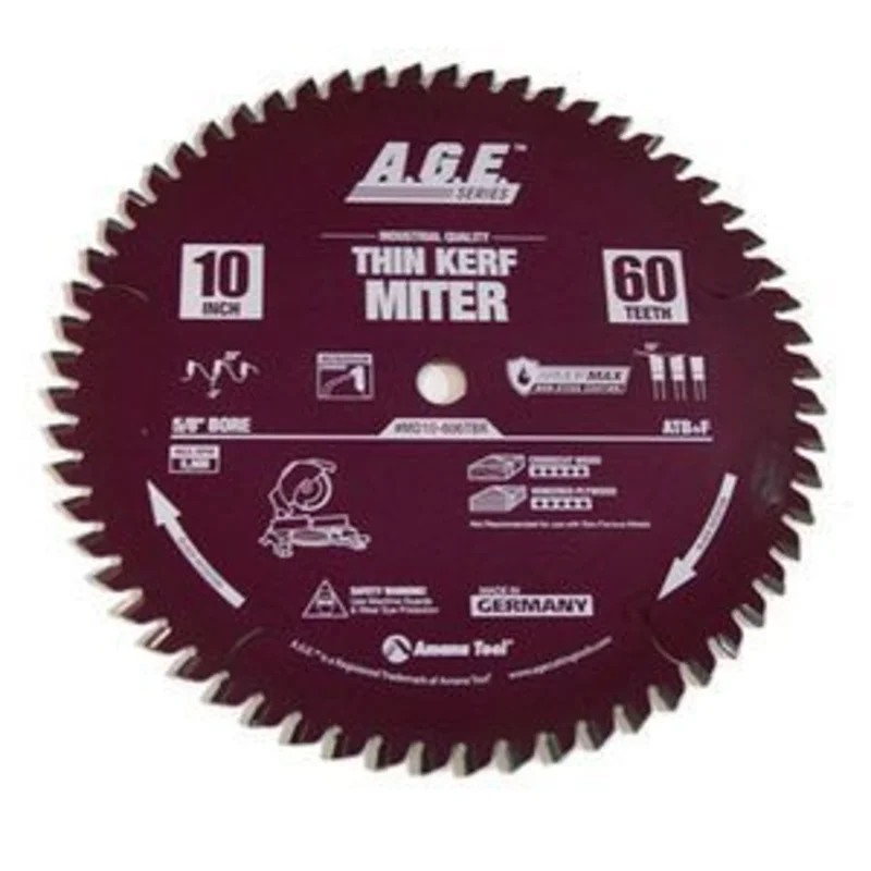 A.G.E MD10-606TBR 10" THIN-KERF MITER BLADE B=5/8" 60T 4ATB+1MFT