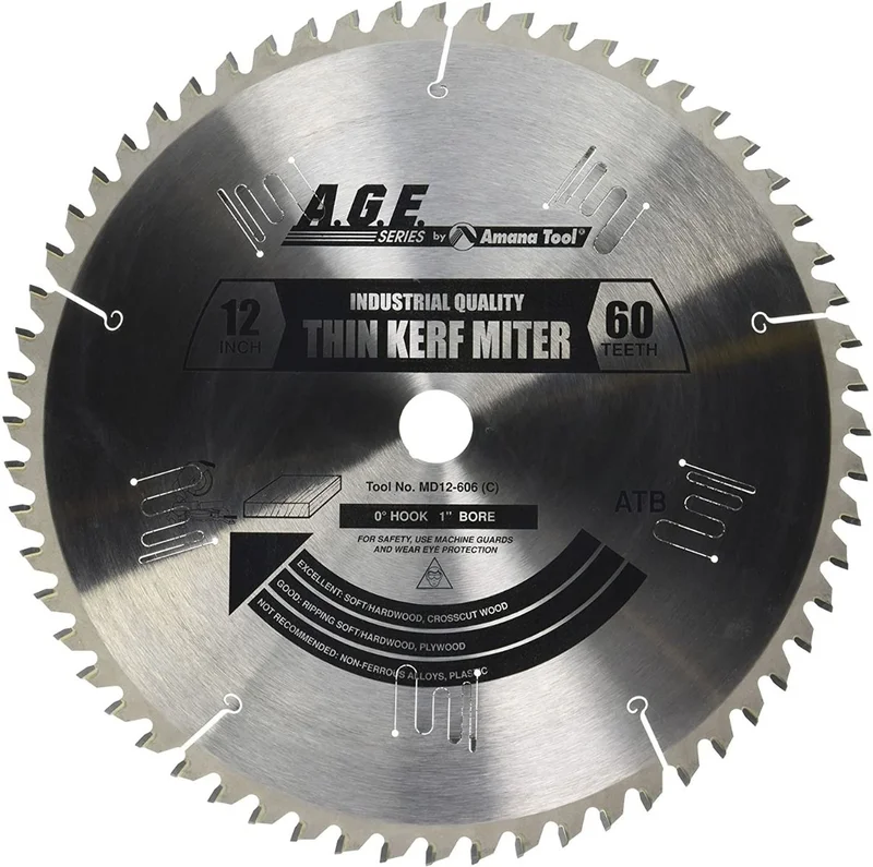 A.G.E MD12-606 12" THIN MITER BLADE B=1" 60T ATB