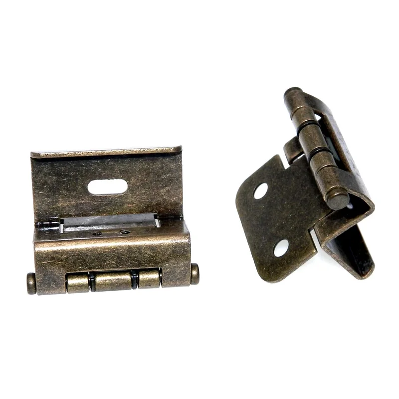 Ajax Antique Brass Full Wrap Hinges 1/4" Overlay Self-Closing 5122-AB