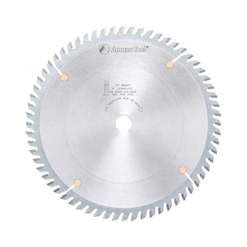 AMANA 686400 8" FINISH BLADE B=5/8" T=64 A.T.B. GRIND