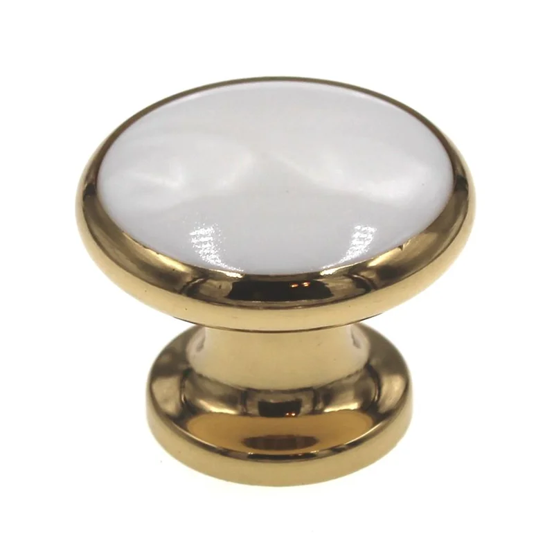 Amerock 1 1/4" Polished Brass Round Cabinet Solid Brass Knob BP5526-WH3