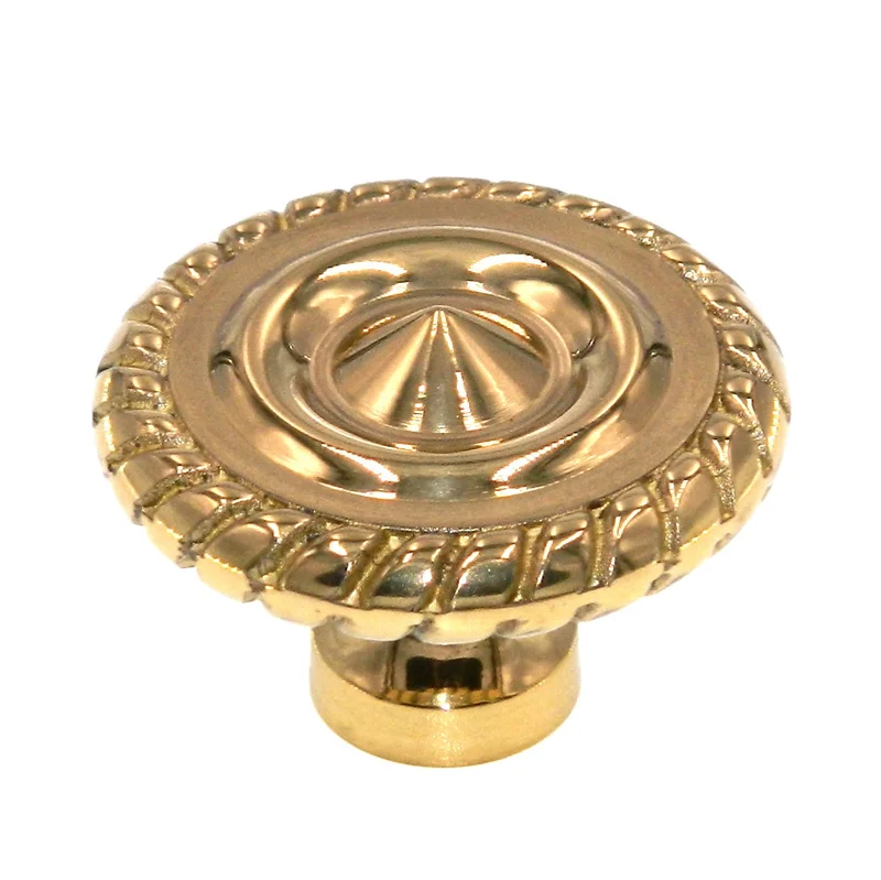 Amerock 1 1/4" Rope Edge Round Cabinet Knob Pull BP1959-B Polished Brass