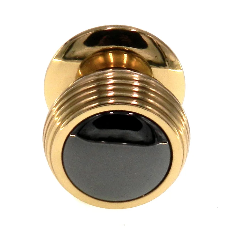 Amerock 1" Solid Brass Cabinet Knob Pull with Black Nickel Top BP4260-BNB