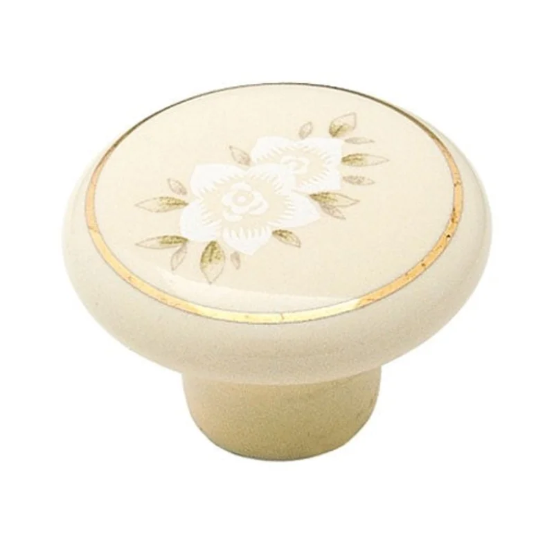 Amerock 14202AL Almond 1 1/4" Round Cabinet Knob Pull with Floral Design Allison