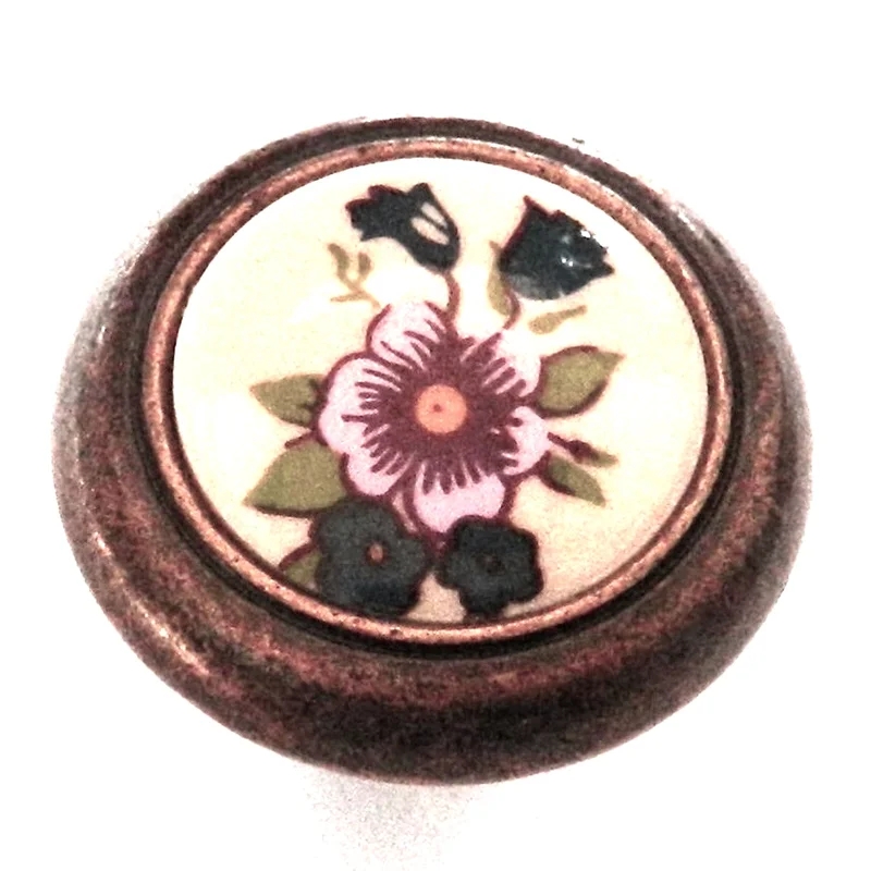Amerock 244FAB Burnished Brass 1 1/4" Knob Almond Center with Flowers
