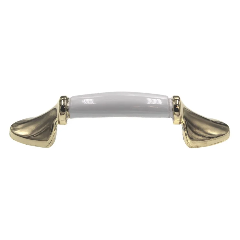 Amerock 3"cc Polished Brass Cabinet Handle Pull Ceramic Center BP981-3CW