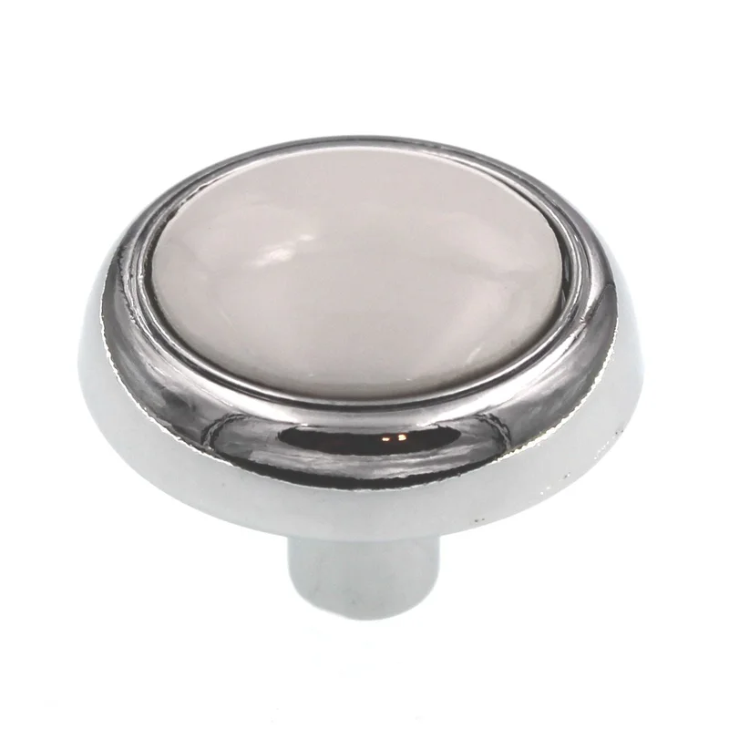 Amerock Allison 1 1/4" Polished Chrome and White Ceramic Center Cabinet Knob 262WCH