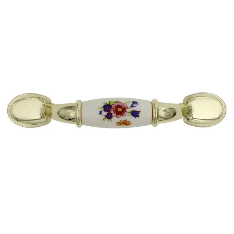 Amerock Allison 245FWP Polished Brass White 3"cc Arch Floral Cabinet Handle Pull