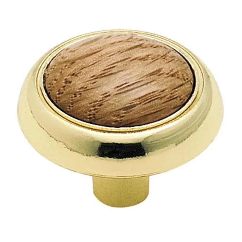 Amerock Allison 265OPB Polished Brass 1 1/4" Cabinet Knob Pull with Oak Center
