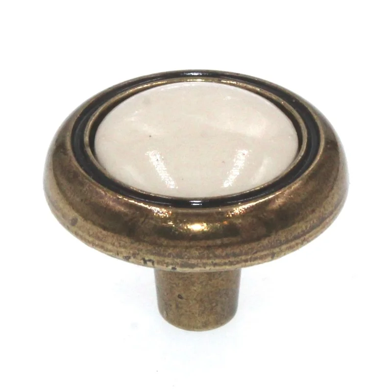 Amerock Allison Antique Brass Light Almond Center 1 1/4" Cabinet Knob BP76244-AB