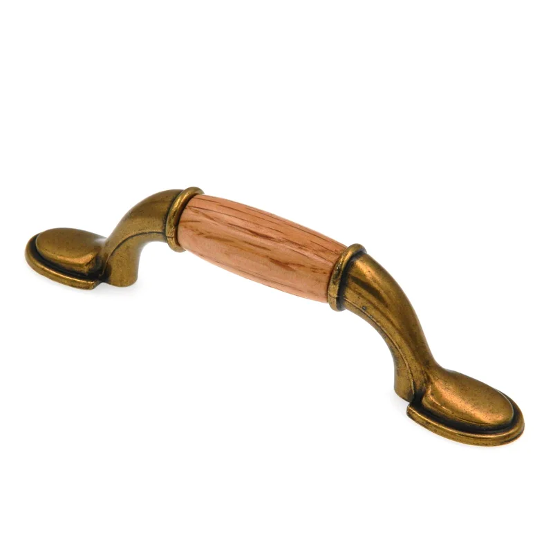 Amerock Allison Antique Brass Oak Wood Center 3" Hole Centers Cabinet Handle Pull BP76245OB