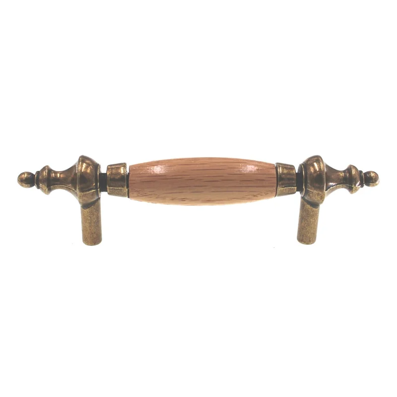 Amerock Allison Burnished Brass And Oak 3" Ctr. Wood Center Cabinet Pull 69139