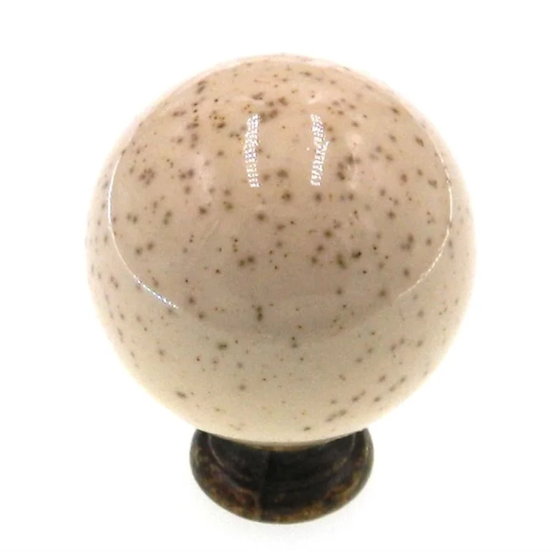 Amerock Allison Oatmeal 1 1/2" Ceramic Ball Cabinet Knob with Brass Stem 69112