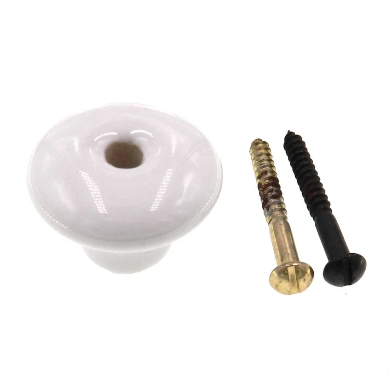 Amerock Allison White 1 3/16" Ceramic Cabinet Knob Brass or Black Screw 17