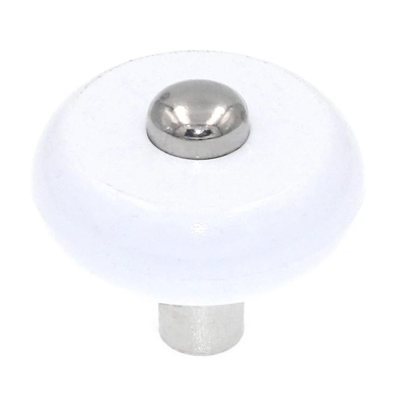 Amerock Allison White and Nickel 1 3/16" Round Cabinet Knob BP76268WH14
