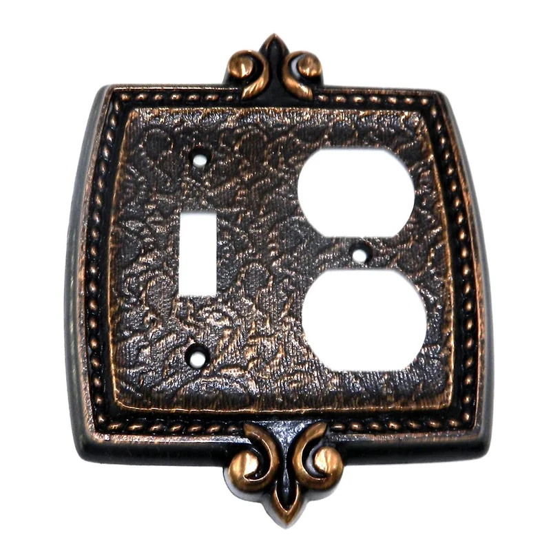 Amerock Bonaventure Toggle Switch with Duplex Outlet Plate Regency Bronze 8885-RB